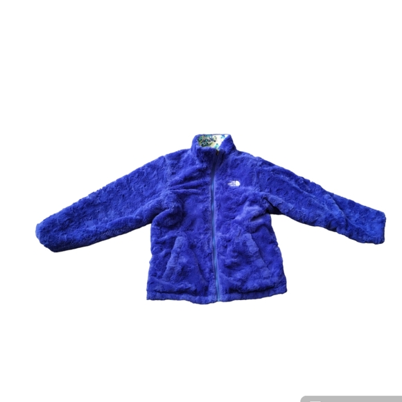 The North Face Reversible Jacket Multicolor Floral/Cobalt Blue Fleece Girls - Picture 2 of 16